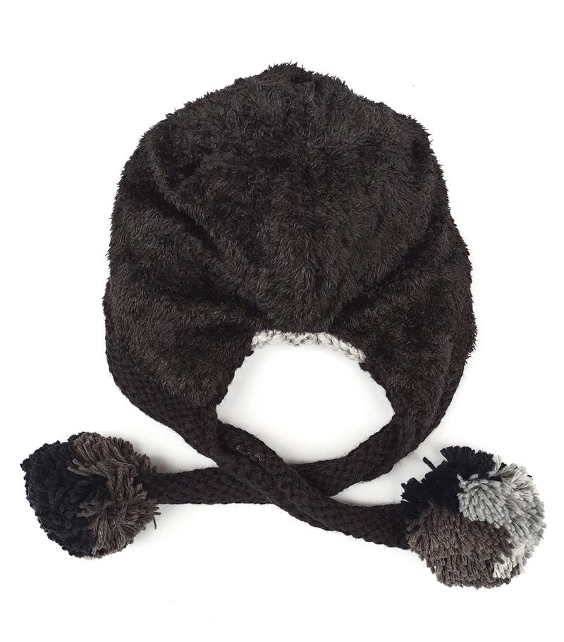 HUAMULAN Women Winter Sherpa Beanie Hats Knit Ear Flaps Peruvian Cover Ears Warm Fleece Lined Ski Snow Hat Caps with 3 Pompom - Image 2
